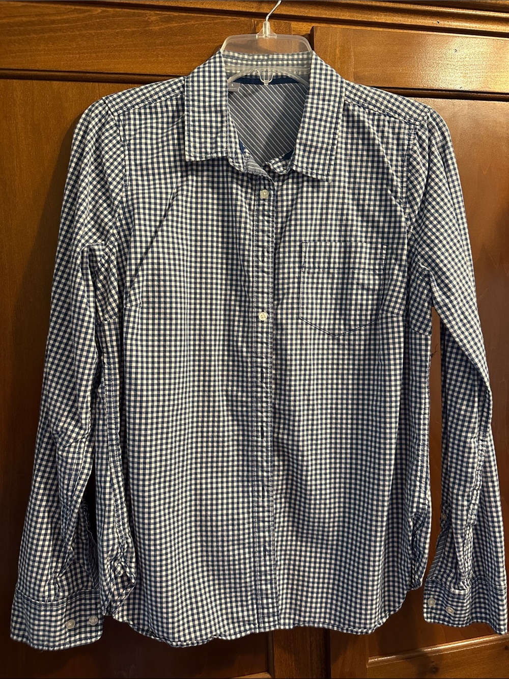 Blue Gingham Button-Up Shirt